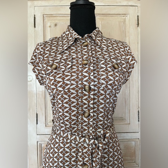 Mara Hoffman Vintage 100% Silk  Dress – Geometric Print, Belted, Size M - Picture 4 of 6